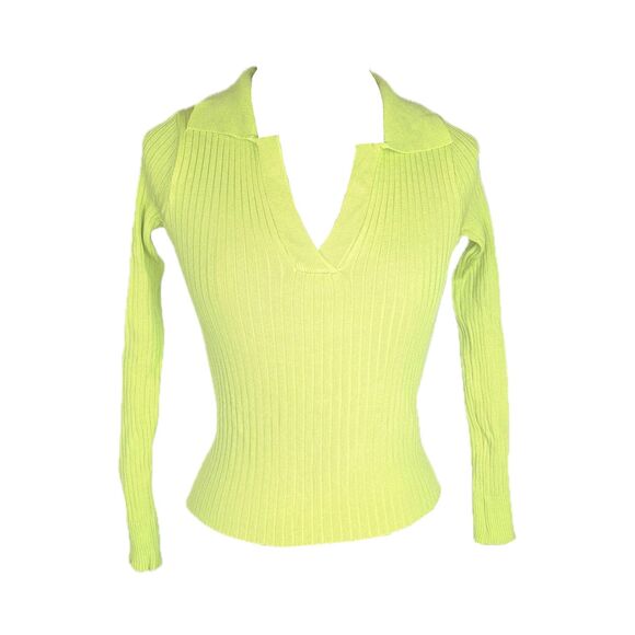 NEW Lime Green Ribbed Knit Top - Picture 2 of 5